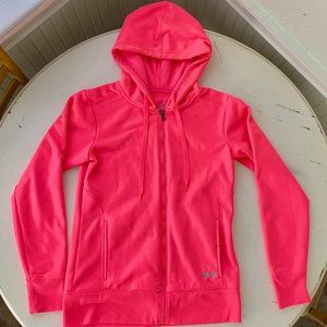 UA Storm Under Armour Neon Pink Fleece Hoodie Full-Zip Sweatshirt - Sz Small
